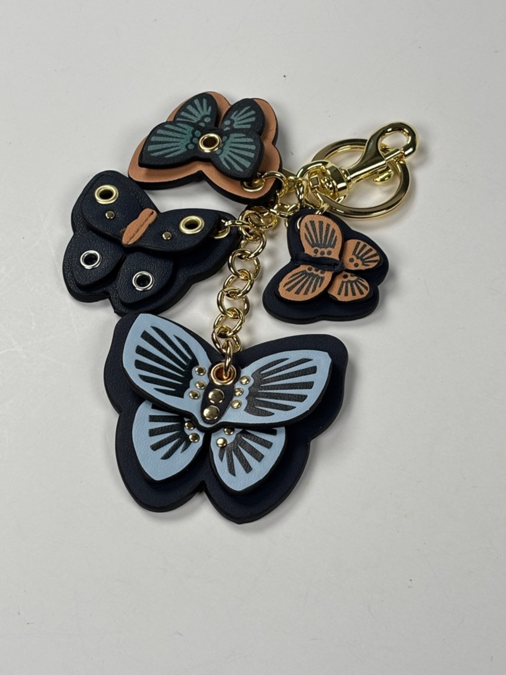 Butterfly Charm Keychain Bag Pendant - Black & Light Blue. Unbranded.